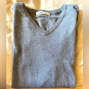 Long sleeve cotton v-neck gray sweater